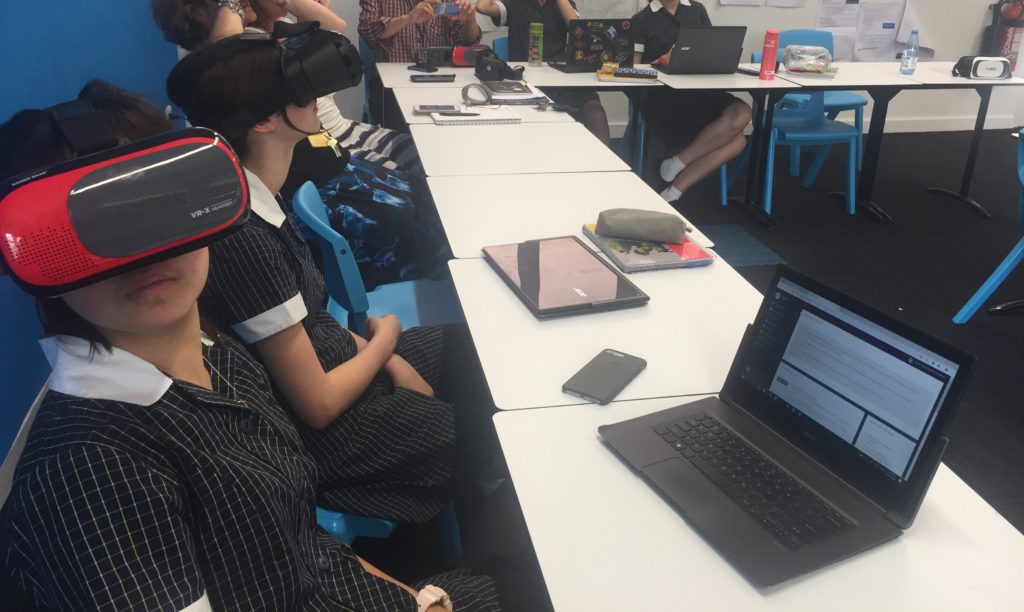 student using VR